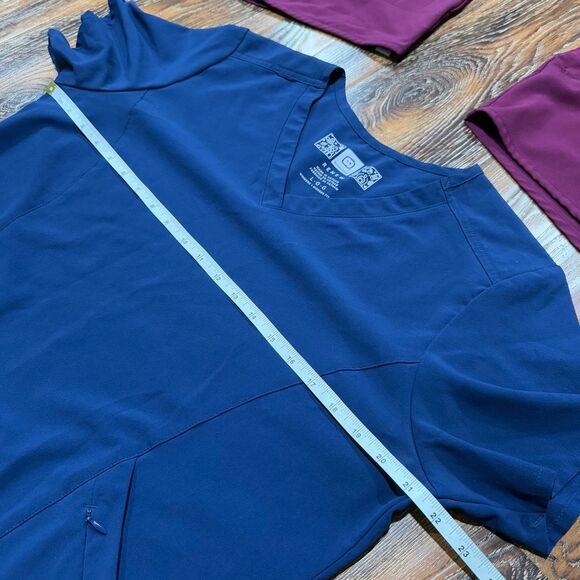 Wonder Wink Women's L / XL Scrub Top Shirts Navy Blue Burgundy / Maroon Large - Picture 3 of 7